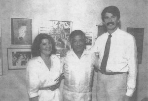Mary Wilcox (left), Cesar Chavez (center), and Earl Wilcox (right)